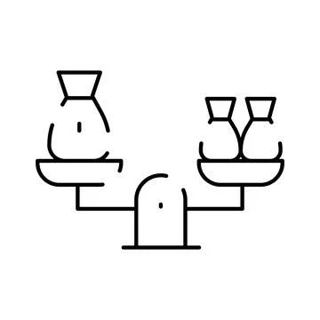 Weighing options and comparing financial value on a scale イラスト素材