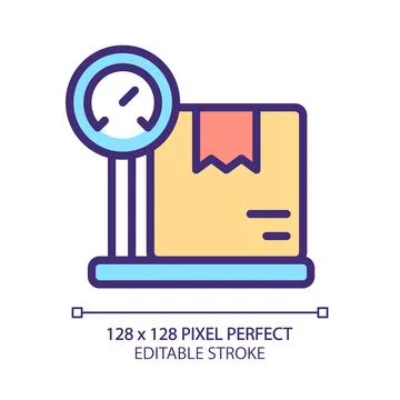 Weighing parcel for shipping pixel perfect RGB color icon Illustrazione stock