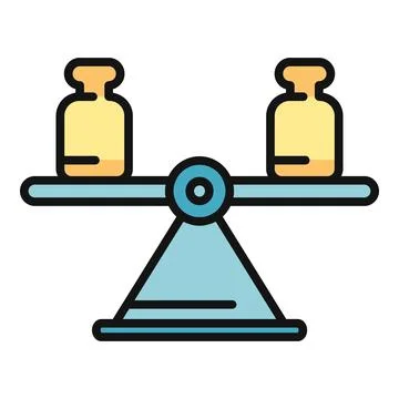 Weighing scale balancing two weights equality concept Stock Illustration