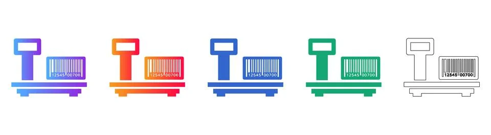 Weighing Scale with Barcode Box Icon Set: Inventory &amp; Logistics Stock-Illustration