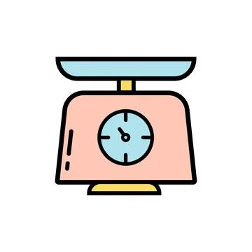 Weighing Scale Icon Vector Illustration. Weighing Scale Lineal Color Icon Stock Illustration