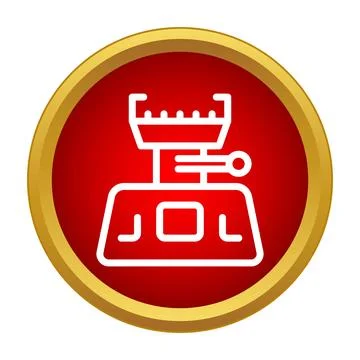 Weighing scale measuring device icon on red background Stock Illustration