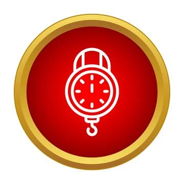Weighing scale measuring device icon on red background 스톡 일러스트
