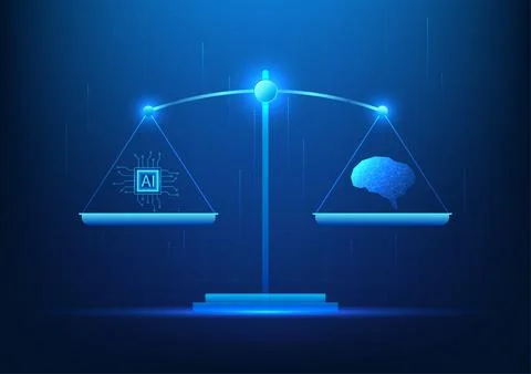 Weighing scale technology artificial intelligence scale with the human brai.. 스톡 일러스트