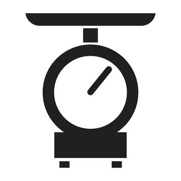Weighing scales icon vector design template in black color isolated sign on w Stock Illustration