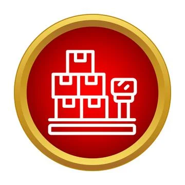 Weighing stacked boxes on a scale for cargo logistics イラスト素材