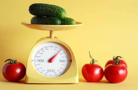 Weighing of vegetables Stock Photos