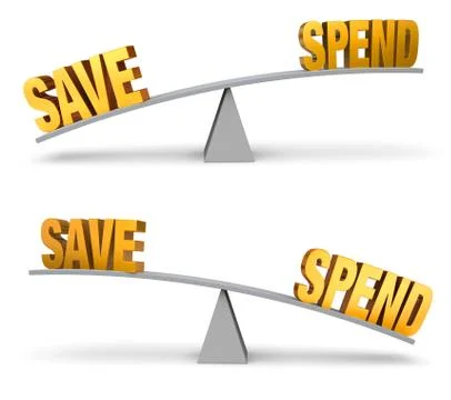 Weighing Whether To Save Or Spend Illustrazione stock