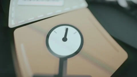 Weight audit dial on amber tile 库存影片 344845048