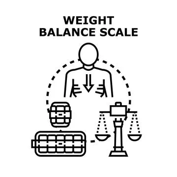 Weight balance scale measuring human body mass Stock Illustration