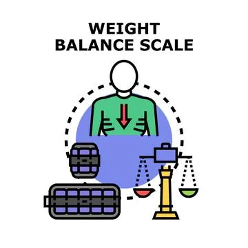 Weight balance scale measuring human body mass Stock Illustration
