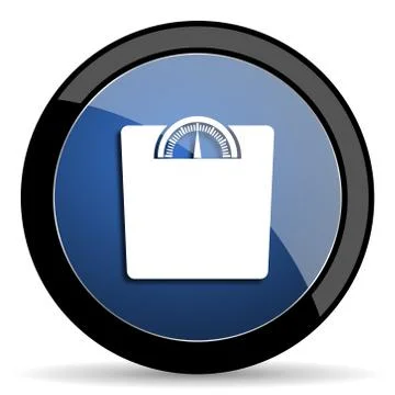 Weight blue circle glossy web icon on white background, round button for inte Stock Illustration