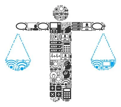 Weight Comparing Person Composition Icon for BigData and Computing Ilustração Stock