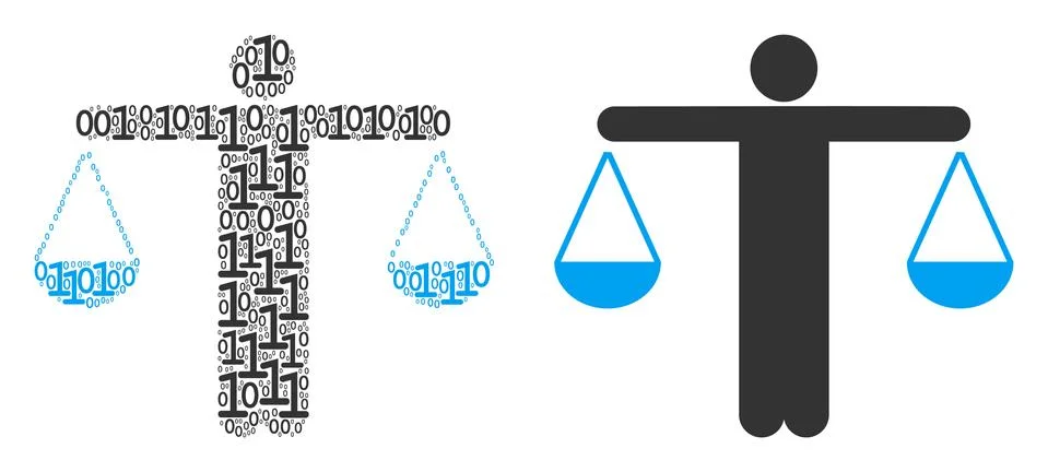 Weight Comparing Person Mosaic of Binary Digits 库存插图