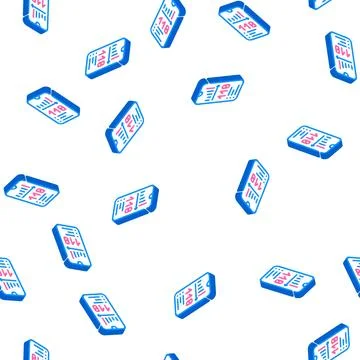 Weight control phone app isometric icon seamless pattern Stock Illustration