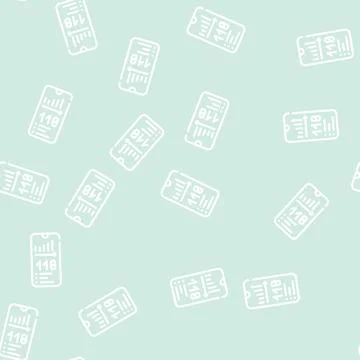 Weight control phone app line vector seamless pattern 库存插图