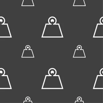 Weight icon sign. Seamless pattern on a gray background. Vector Illustrazione stock