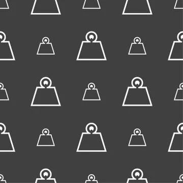 Weight icon sign. Seamless pattern on a gray background. Vector Illustrazione stock
