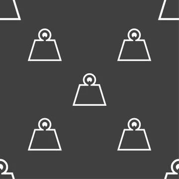 Weight icon sign. Seamless pattern on a gray background. Vector Stock Illustration