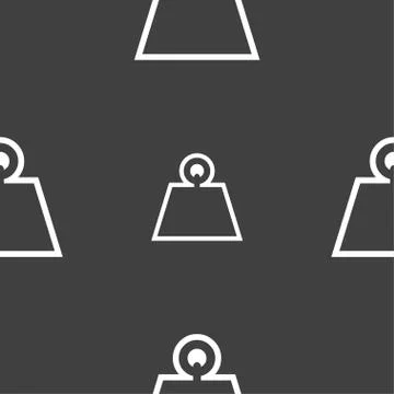 Weight icon sign. Seamless pattern on a gray background. Vector Stock Illustration