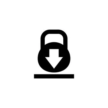 Weight Kilogram Barbell Pushes Down. Flat Vector Icon illustration. Simple bl Stock Illustration