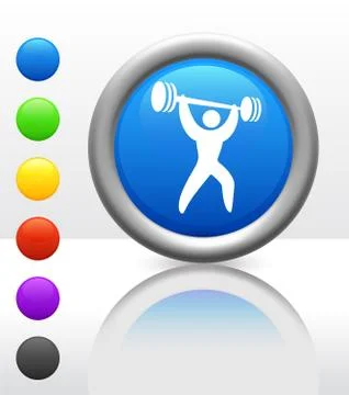 Weight Lifter Icon on Internet Button Stock Illustration