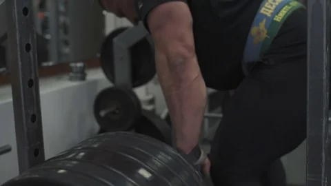 Weight lifter training at gym Stock Footage 70164271