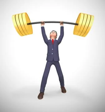 Weight lifting in the gym getting exercise and a strong body - 3d illustratio Stock Illustration