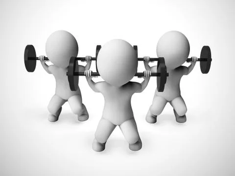 Weight lifting in the gym getting exercise and a strong body - 3 Stock Illustration