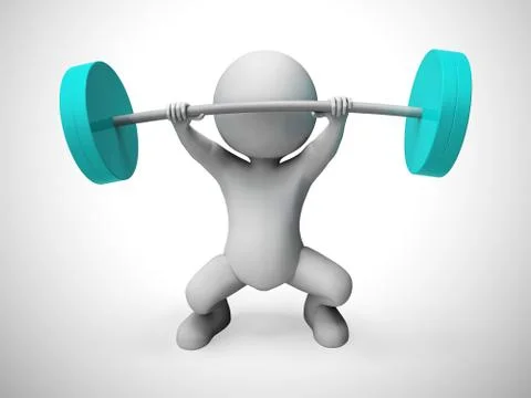 Weight lifting in the gym getting exercise and a strong body - 3 Stock Illustration