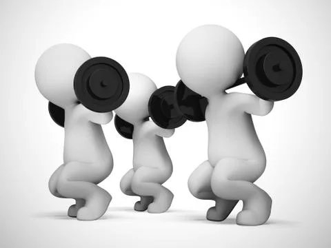 Weight lifting in the gym getting exercise and a strong body - 3 Stock Illustration