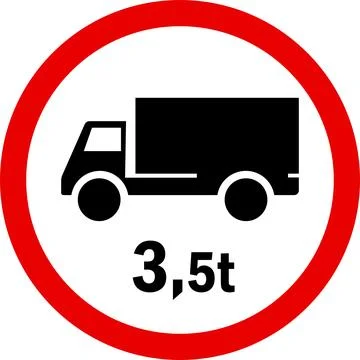 Weight limit 3.5 Ton restriction truck road sign. Stock Illustration