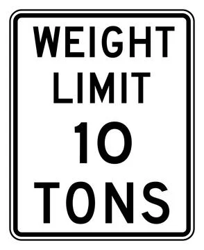 Weight limit sign, tons, R12-1, US road sign Stock Illustration