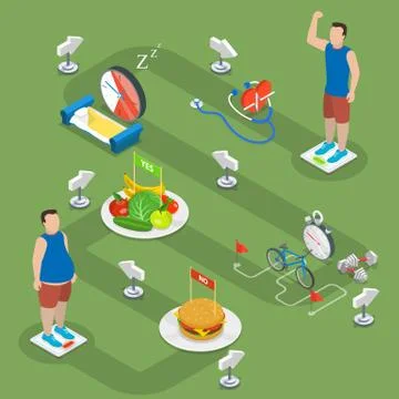 Weight loosing steps low poly vector concept Stock Illustration