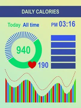 Weight loss application counting steps and calories intake. Illustration Stock Photos