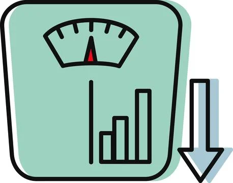 Weight loss bathroom scale and graph illustration Stock Illustration