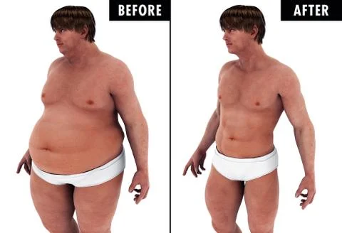 Weight Loss Body Transform before and after Stock Illustration