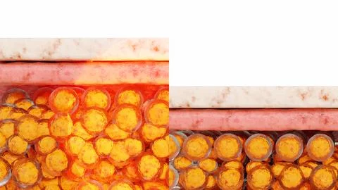 Weight loss Comparison. Before and after a thick and thin waist, Fat belly burn Stock Illustration