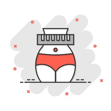 Weight loss icon in comic style. Belly cartoon vector illustration on white i Illustrazione stock