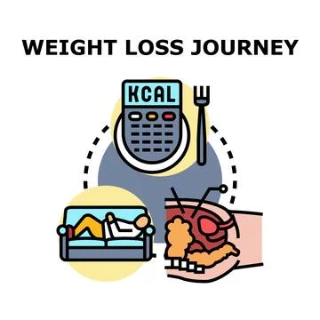 Weight loss journey process diet metabolism change Ilustración de archivo