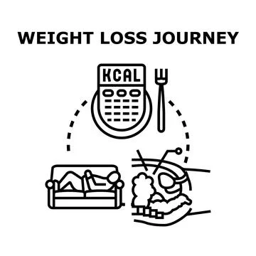 Weight loss journey process diet metabolism change 库存插图