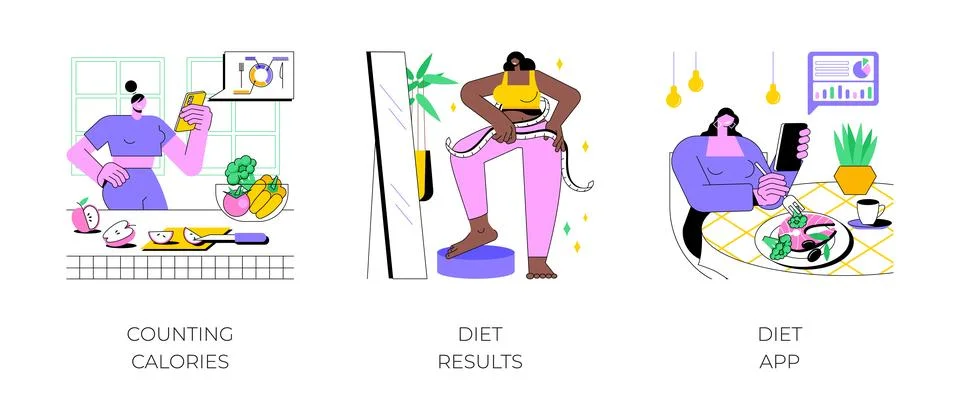 Weight loss program isolated cartoon vector illustrations. Illustration