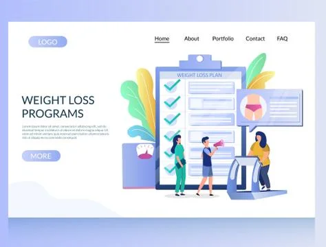 Weight loss programs vector website landing page design template 스톡 일러스트