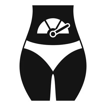Weight loss progress icon with scale and body silhouette Ilustración de archivo