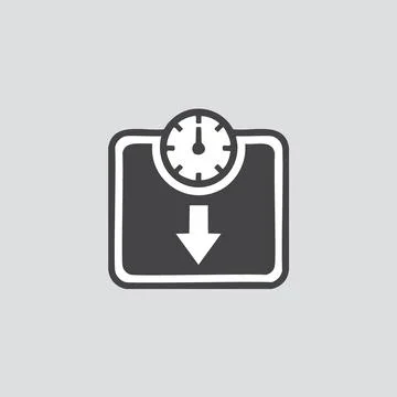 Weight loss scale icon. Simple icon design depicting a scale with a downwar.. Stock Illustration