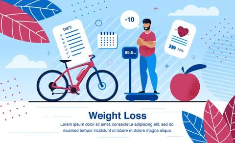 Weight Loss Strategy Planning Flat Vector Banner Stock Illustration