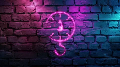 Weight machine Icon neon on brick wall background Stock Footage 276703560