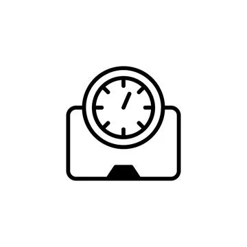 Weight management conceptualization showing a scale with integrated clock d.. Stock Illustration