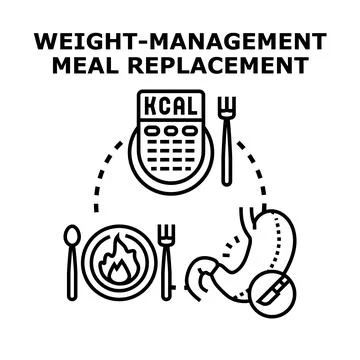 Weight management meal replacement concept with calorie counting Stock Illustration