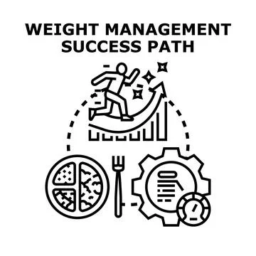 Weight management success path planning and progress concept Stock Illustration